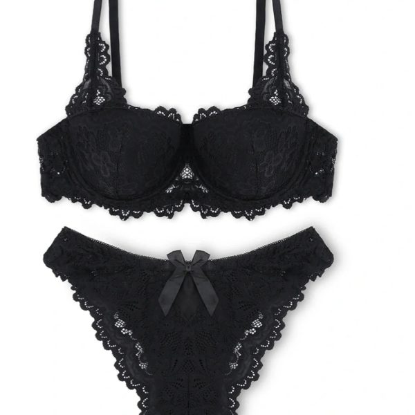 Sajiero Skyler Embroidered Padded Bra and Panty Set