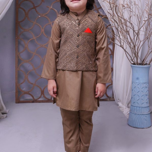 Tan Brown Waistcoat Suit-KC 034