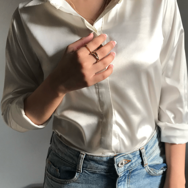 Lunette -white silk button down
