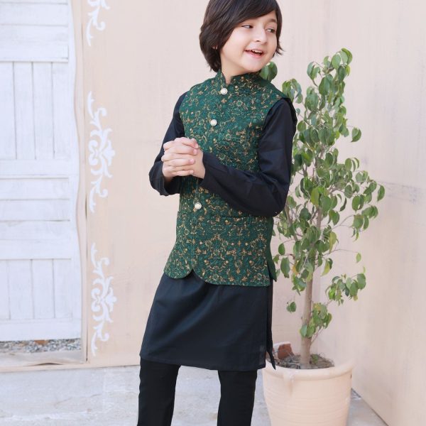 Leaf Green Embroidered only waistcoat - V25