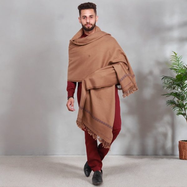 Peshawari Dhussa Shawl For Men - Badami Brown