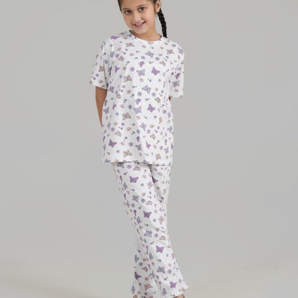 Girls All-Over Printed Soft Cotton Night Suit1