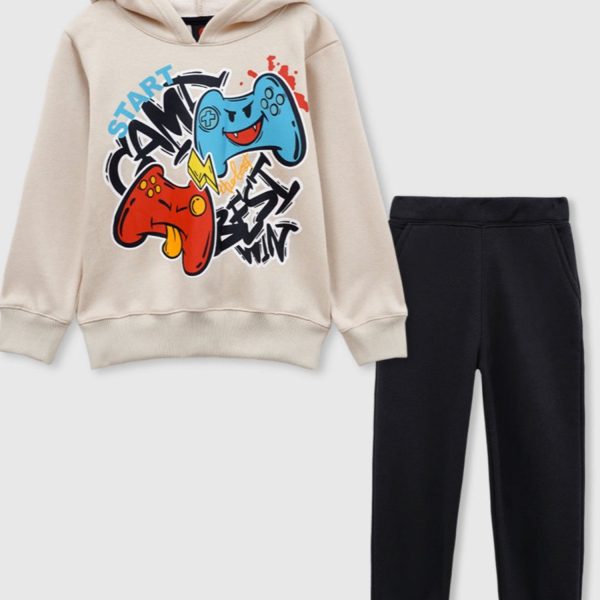 Kids Soft Cotton Gaphic Fleece Tracksuit