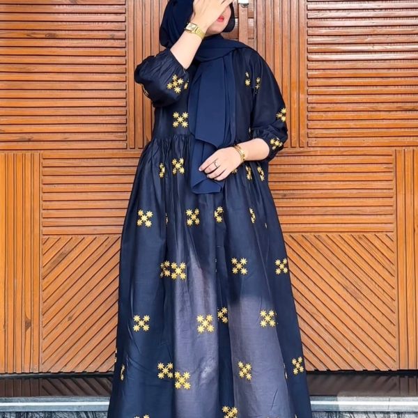 Frozen - Long Embroidered Cotton Frock.