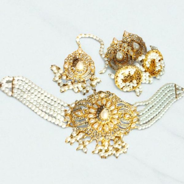 Chic by Gems| White pearl beaded choker