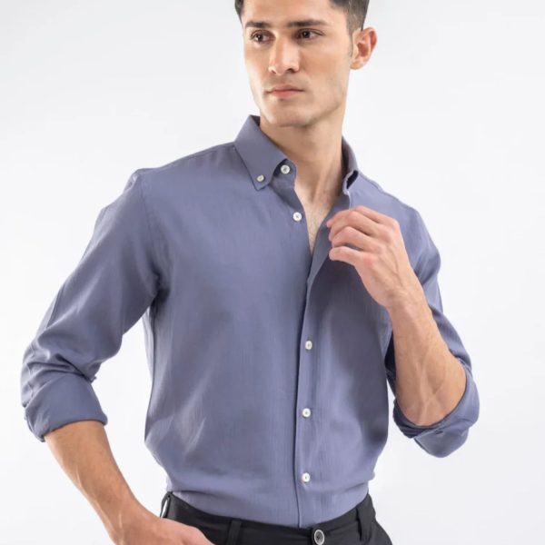 Steel Blue Light Weight Button Down Shirt
